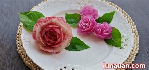 Khéo tay tỉa củ cải thành bông hoa hồng siêu xinh !